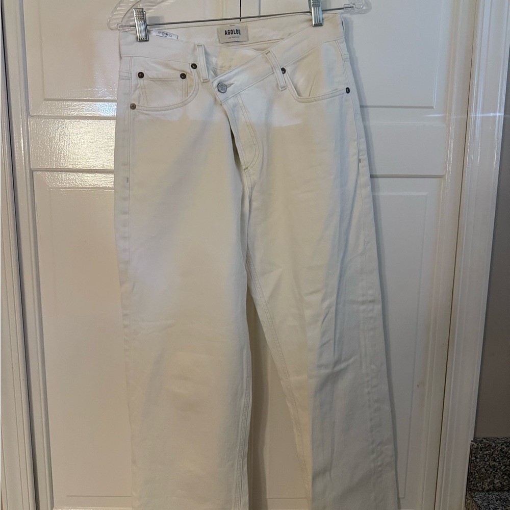 AGOLDE Criss Cross Straight Jean in cream